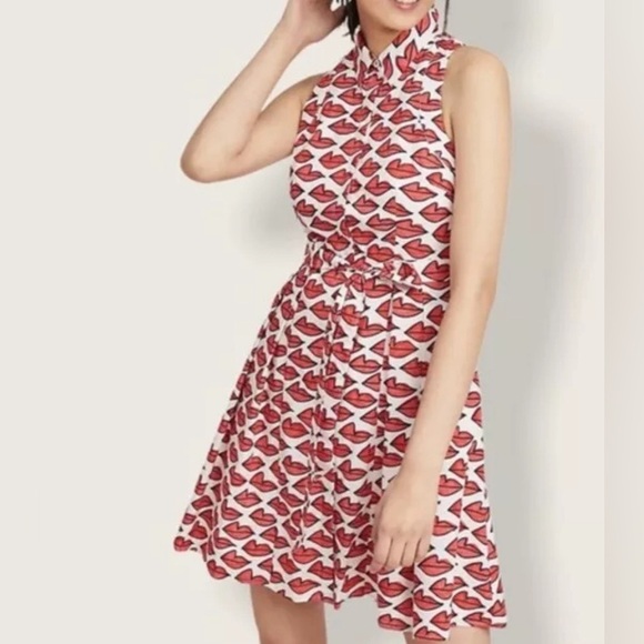 Ann Howell Bullard Lip Dress for Anthropologie, US 4 Valentines Day Pin Up Red - Picture 1 of 8